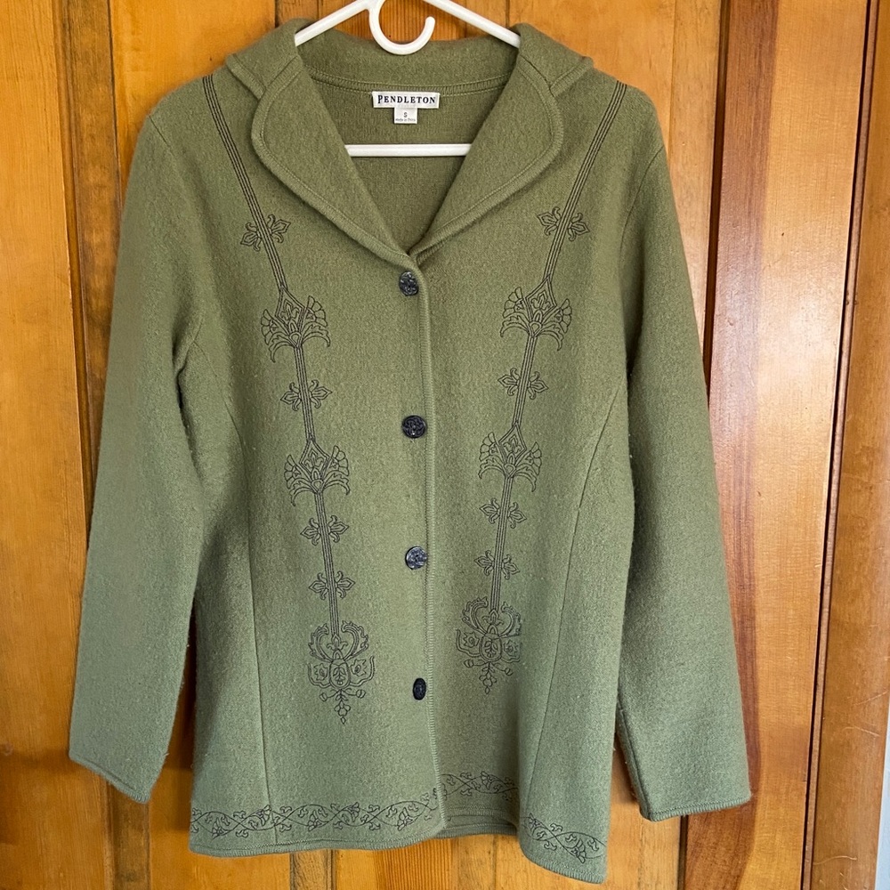 Pendleton Green Embroidered Suit Jacket - image 1